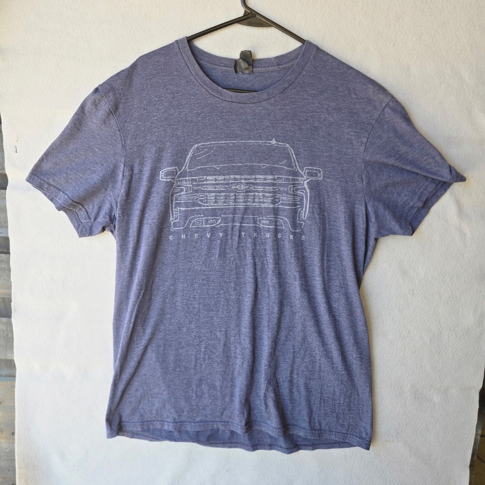 District Chevy Trucks Graphic T-Shirt Mens XL Blue Heathered Short Sleeve Tee